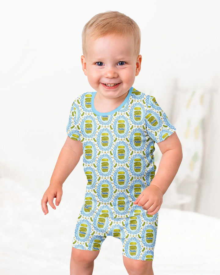 Pickle Coquette Bamboo Two Piece Short Sleeve Shorts Pajama Set