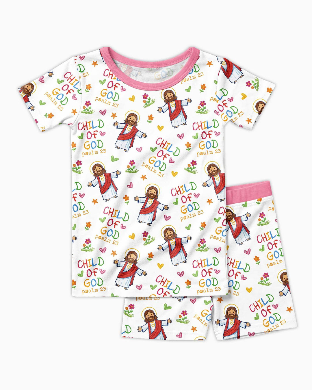 Jesus Loves Me Bamboo Two Piece Short Sleeve Shorts Pajama Set
