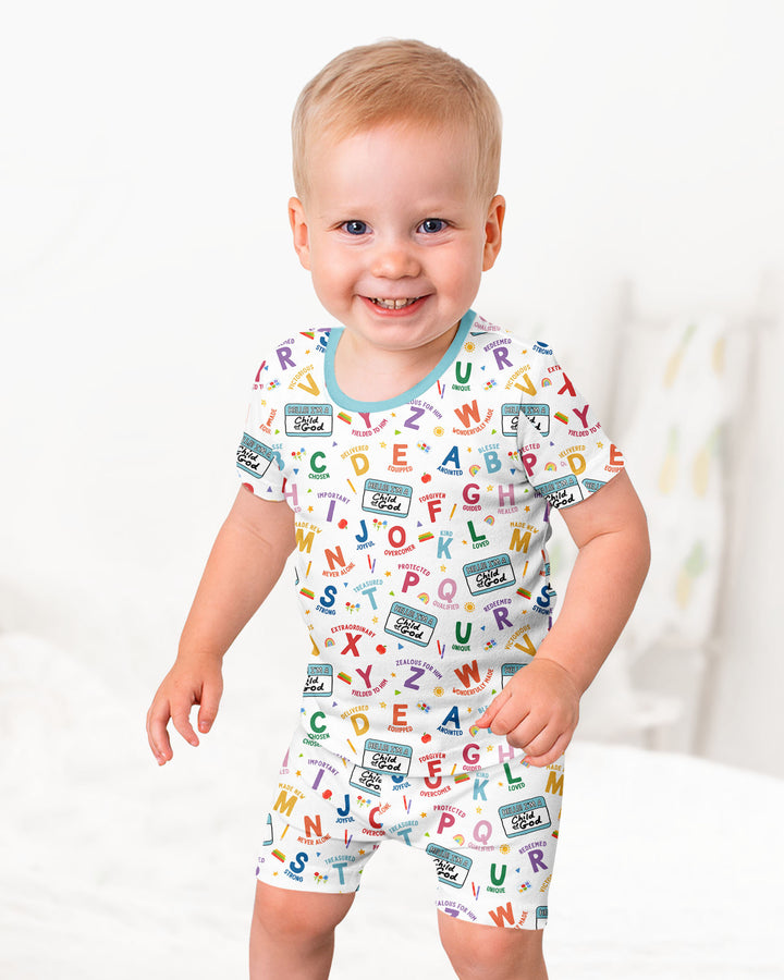 I'm A Child Of God ABCs Bamboo Two Piece Short Sleeve Shorts Pajama Set