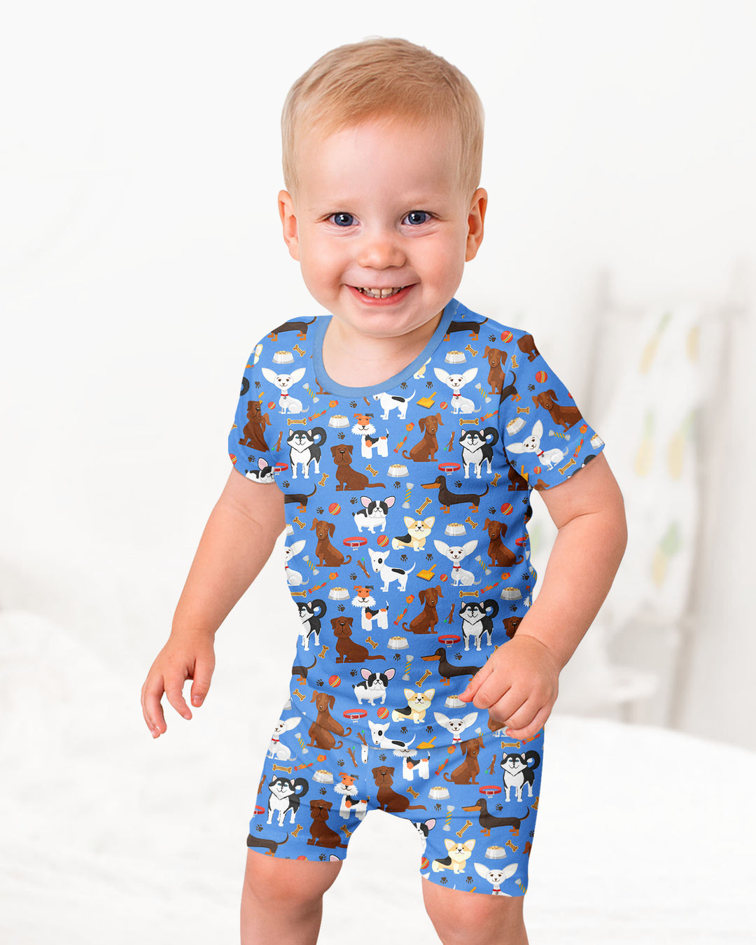 Dapper Dogs Bamboo Two Piece Short Sleeve Shorts Pyjamas Set