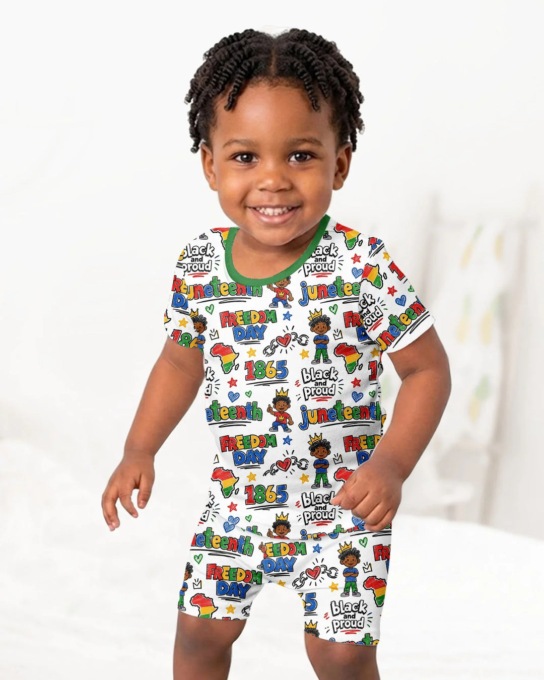 Juneteenth Black and Proud Bamboo Two Piece Short Sleeve Shorts Pajama Set