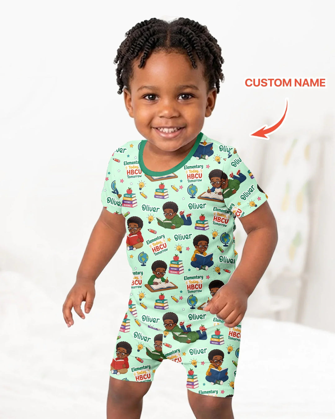 Custom Name Elementary Today HBCU Tomorrow Bamboo Two Piece Short Sleeve Shorts Pajama Set
