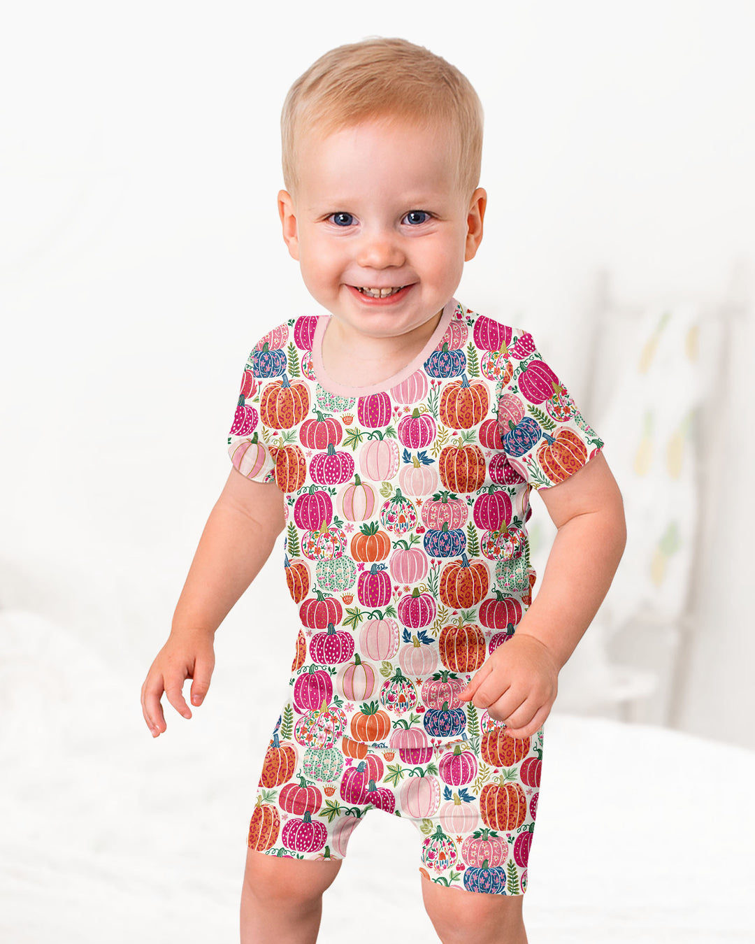 Pumpkin & Bloom Bamboo Two Piece Short Sleeve Shorts Pajama Set