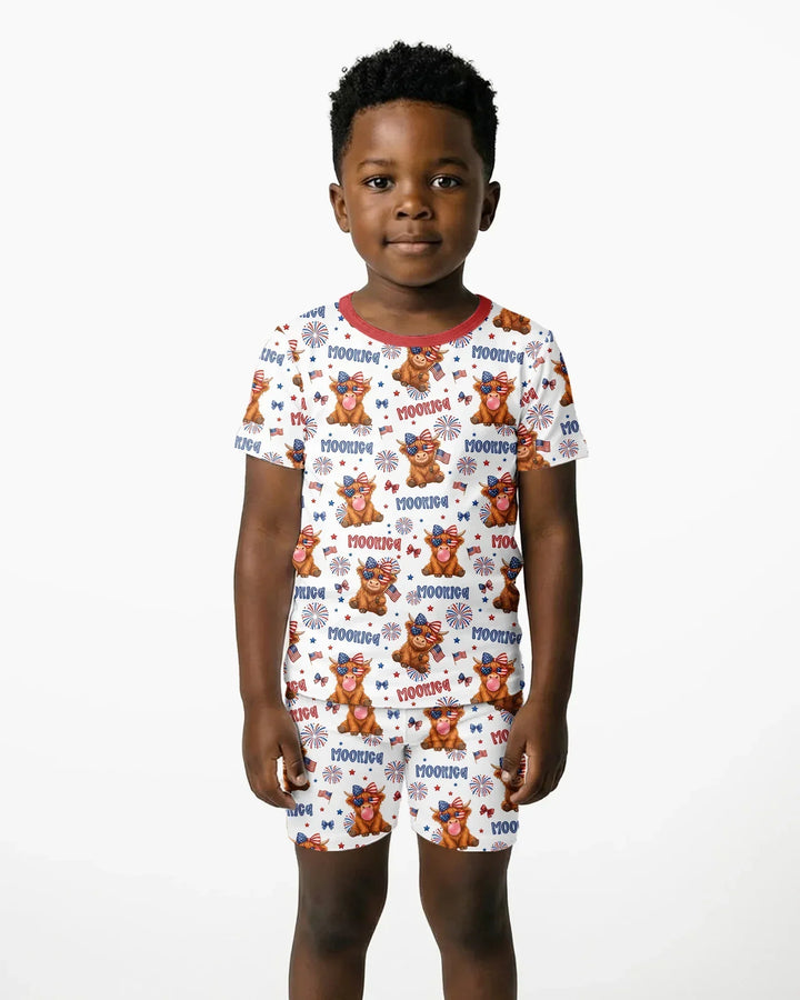 Moo-Rica Cowgirl Bamboo Two Piece Short Sleeve Shorts Pajama Set