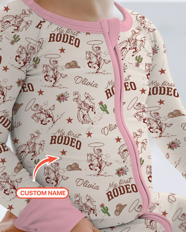 Custom Name First Rodeo Family Matching Bamboo Convertible Zippy