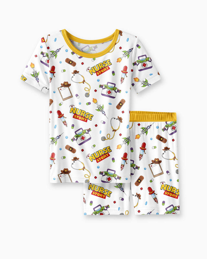 Nurse Story Bamboo Two Piece Short Sleeve Shorts Pajama Set