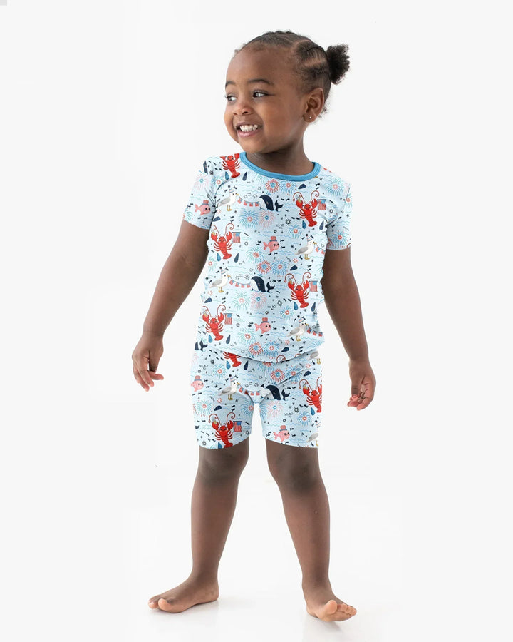 Celebrate 4th of July Family Matching Bamboo Two Piece Short Sleeve Shorts Pajama Set