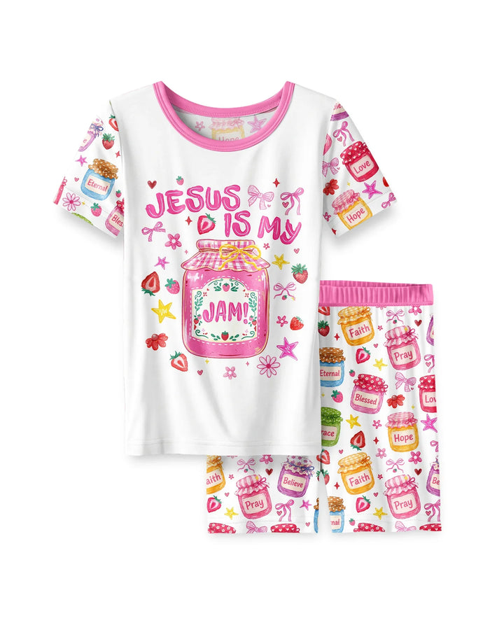 Preppy Summer Jesus Is My Jam Bamboo Two Piece Short Sleeve Shorts Pajama Set