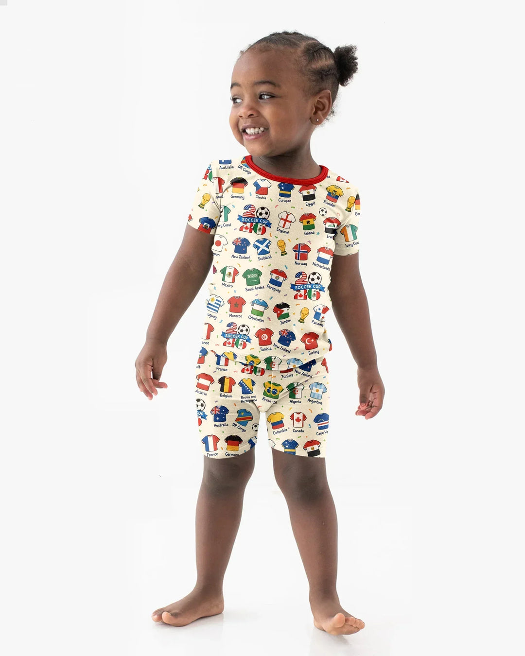 2026 Soccer World Jersey Flag Bamboo Two Piece Short Sleeve Shorts Pajama Set