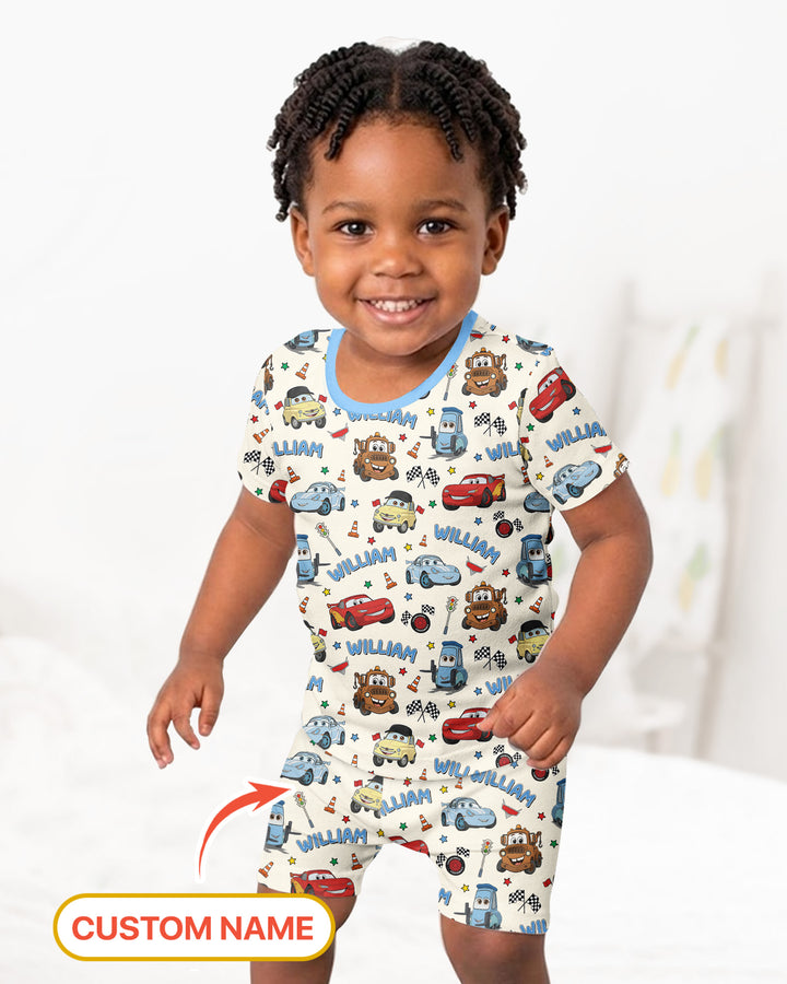 Car Movie Bamboo Two Piece Short Sleeve Shorts Pajama Set