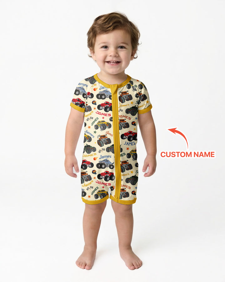 Personalized Monster Truck Bamboo Shorty Zippy