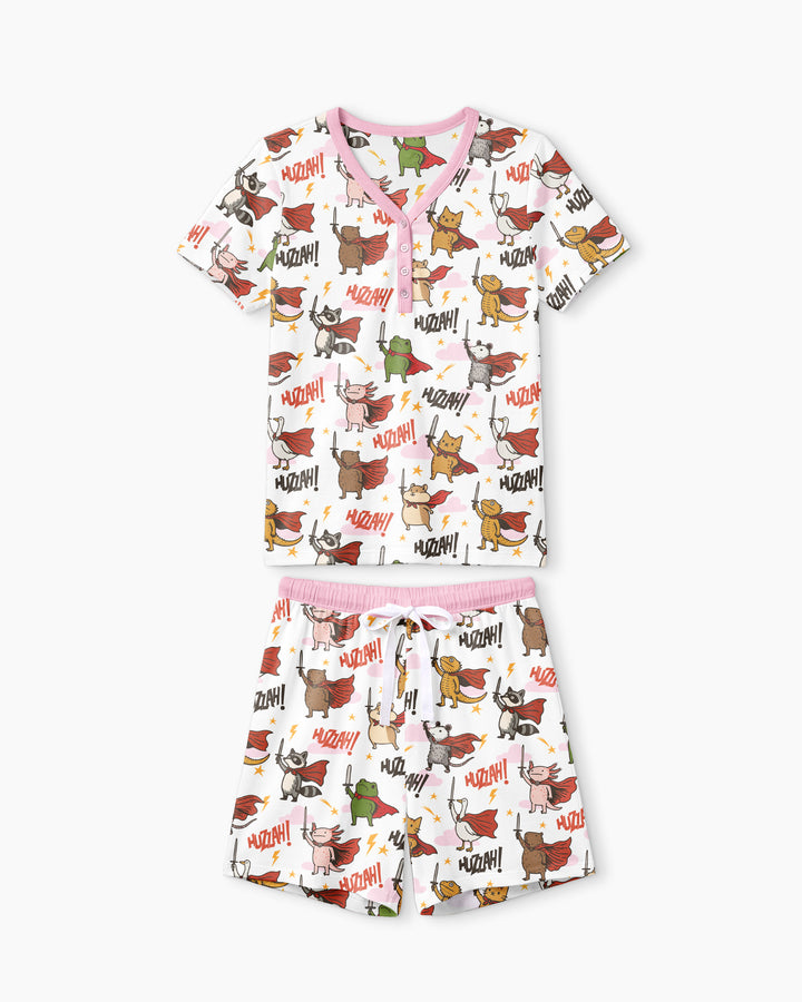 Huzzah! Huzzah! Bamboo Women Short Sleeve Short Pajama Set