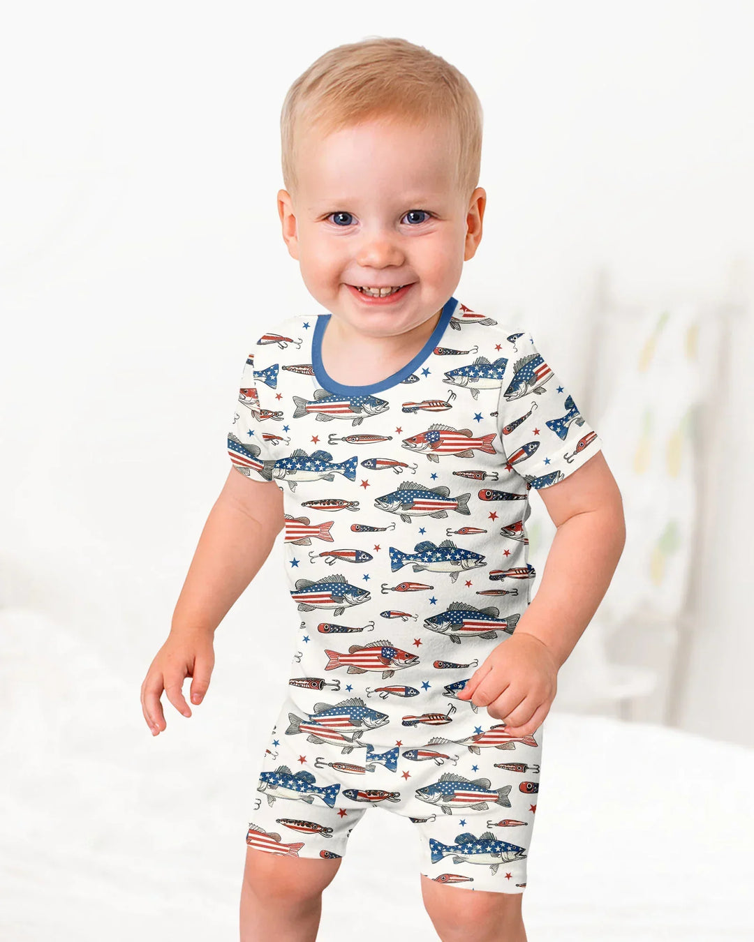 Hooked On Freedom Bamboo Two Piece Short Sleeve Shorts Pajama Set