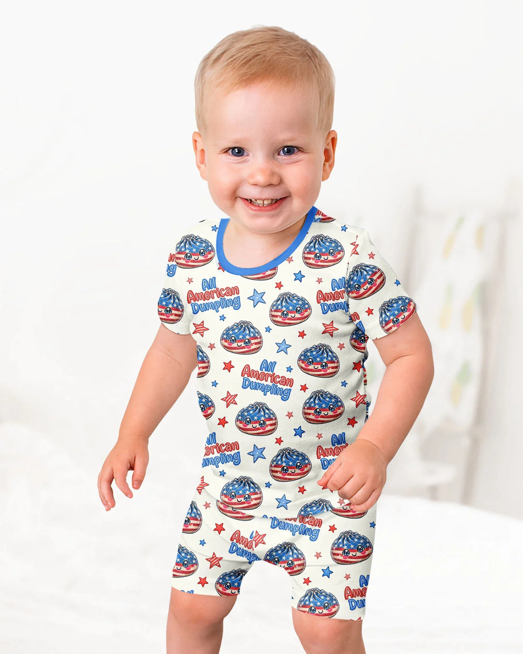 All American Dumpling Bamboo Two Piece Short Sleeve Shorts Pajama Set