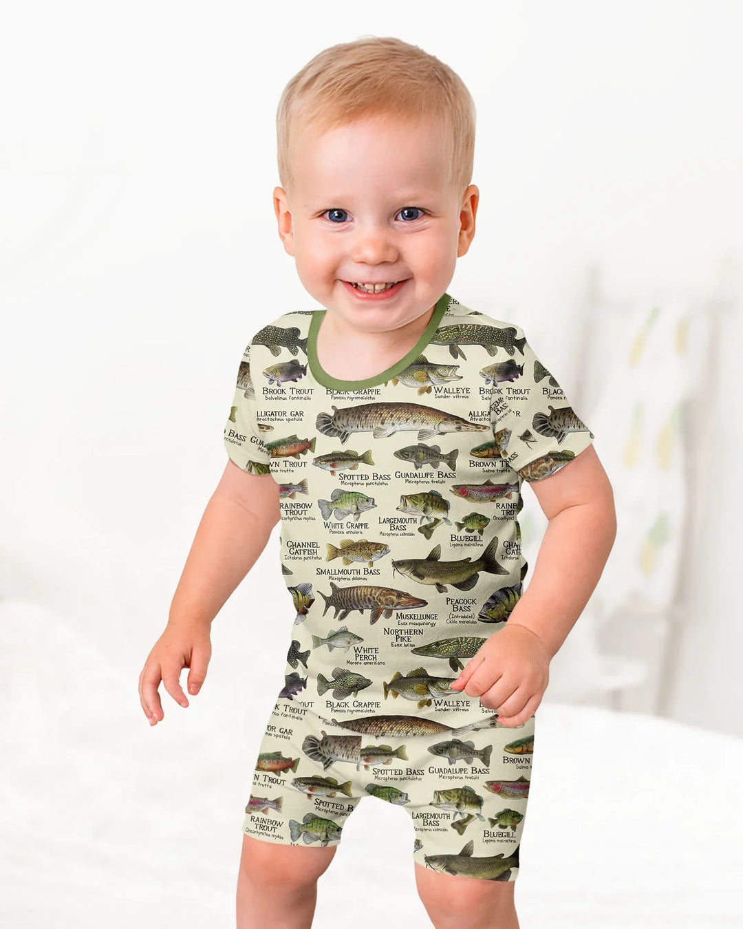 Fish Of America Bamboo Two Piece Short Sleeve Shorts Pajama Set