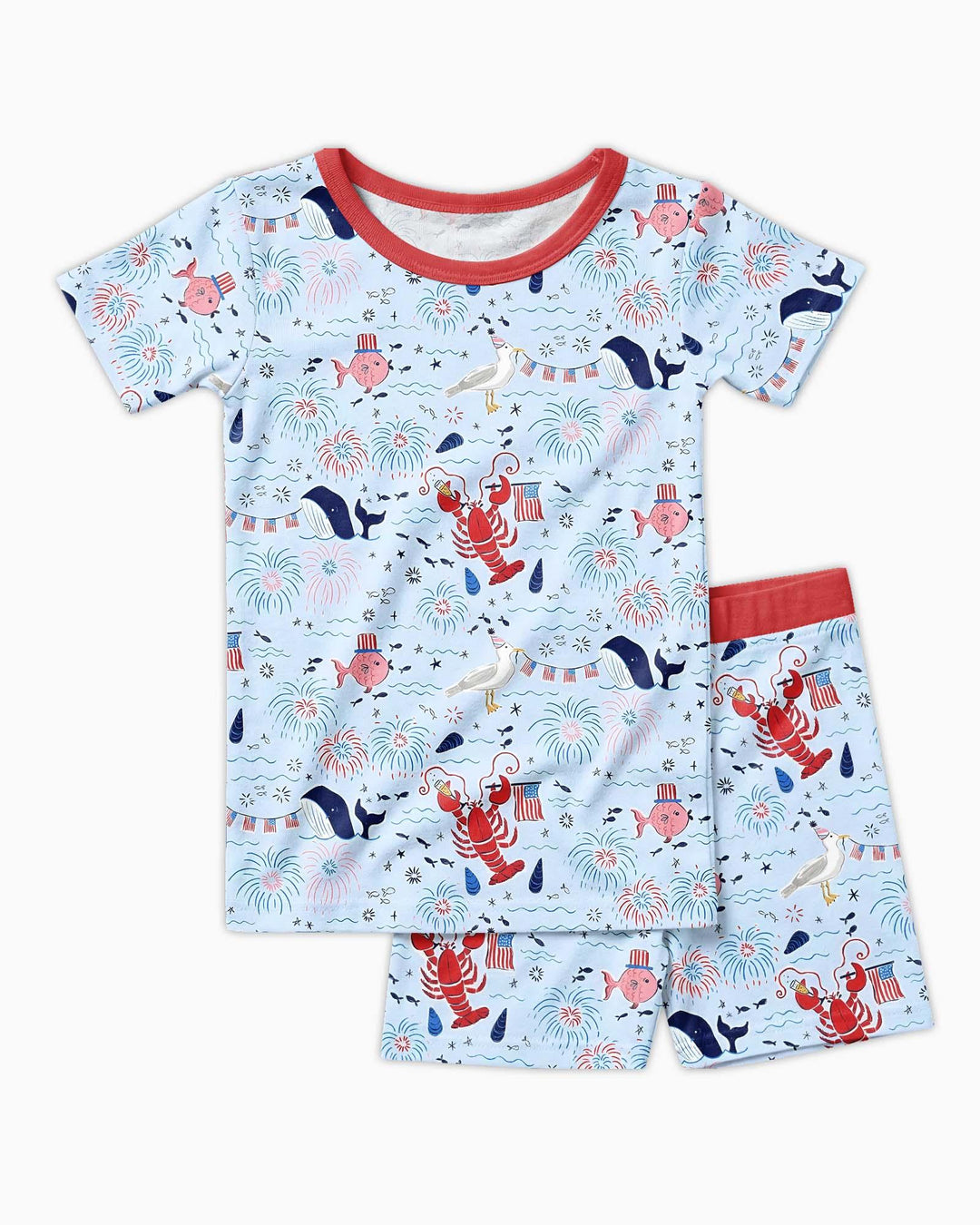 250 Summers Strong Matching Family Bamboo Two Piece Short Sleeve Shorts Pajama Set