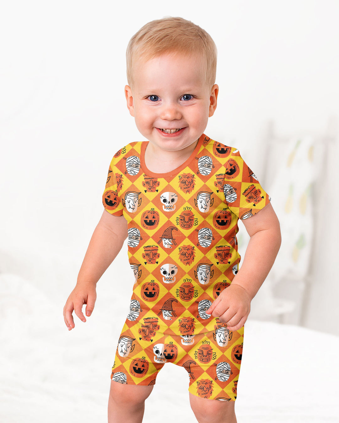 Monster Mix Bamboo Two Piece Short Sleeve Shorts Pajama Set