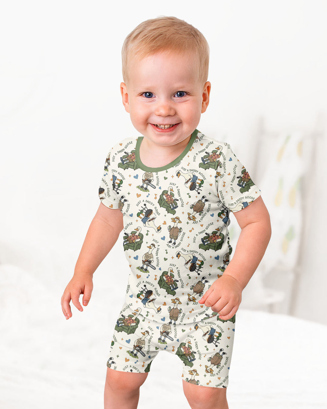 Just A Daddy Goose Family Matching Bamboo Two Piece Short Sleeve Shorts Pajama Set
