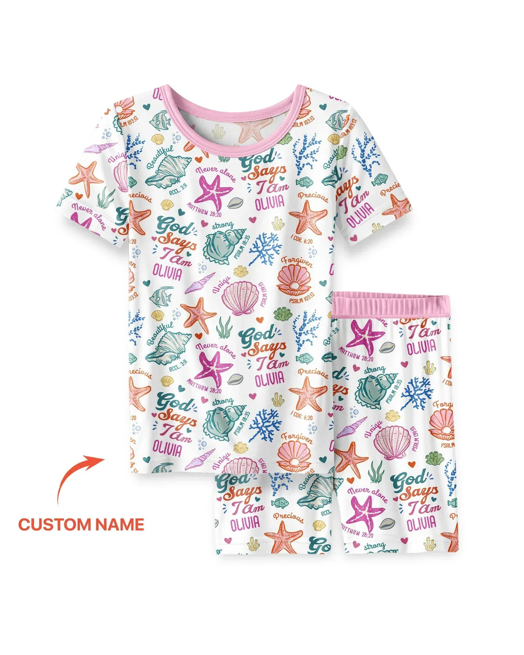 Coastal God Says I Am Custom Name Bamboo Two Piece Short Sleeve Shorts Pajama Set