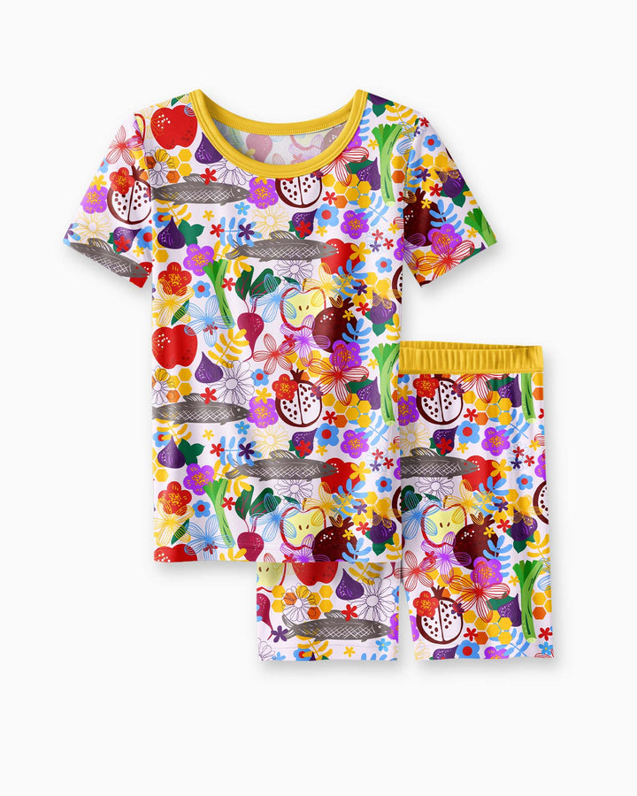 Happy Rosh Hashanah Bamboo Two Piece Short Sleeve Shorts Pajama Set
