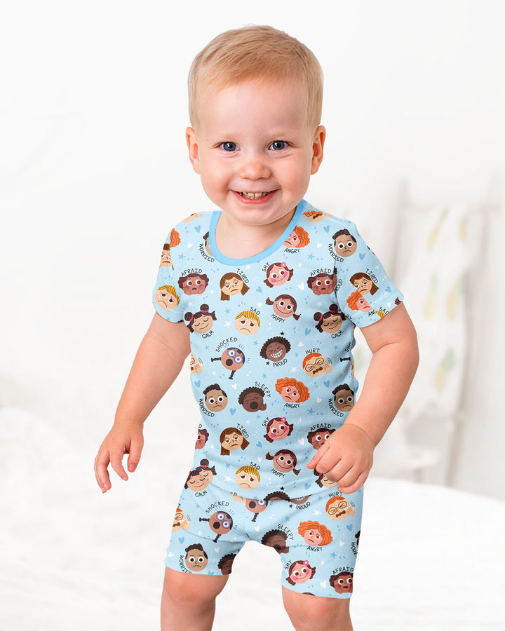 Feelings Vocabulary Bamboo Two Piece Short Sleeve Shorts Pajama Set