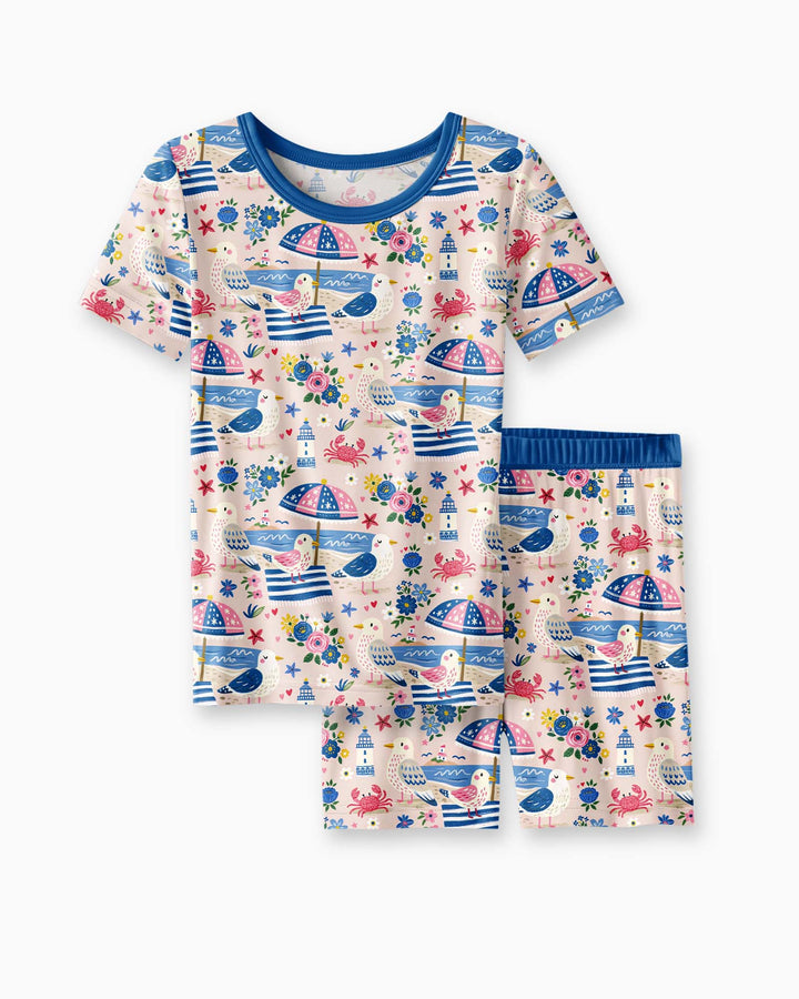 A Day At The Shore Bamboo Two Piece Short Sleeve Shorts Pajama Set