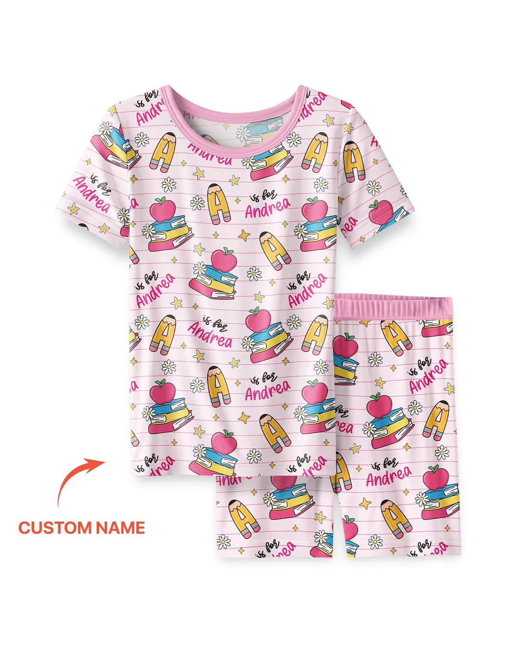 First Day of School Bamboo Two Piece Short Sleeve Shorts Pajama Set