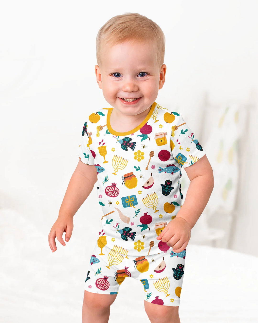 Shanah Tovah Party Bamboo Two Piece Short Sleeve Shorts Pajama Set