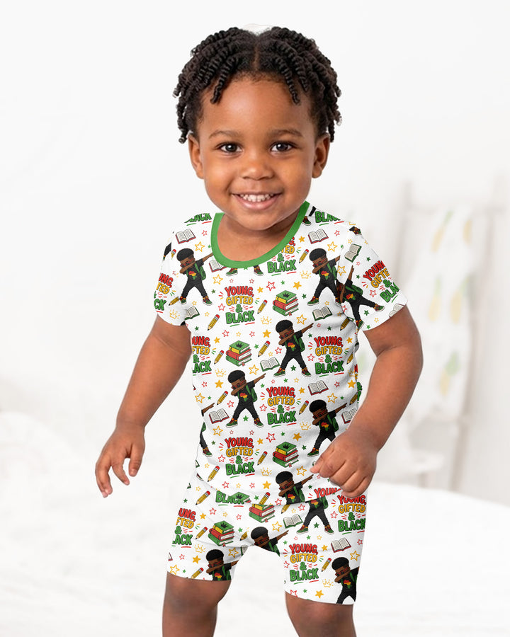 Black Boy Young Gifted & Black Bamboo Two Piece Short Sleeve Shorts Pajama Set