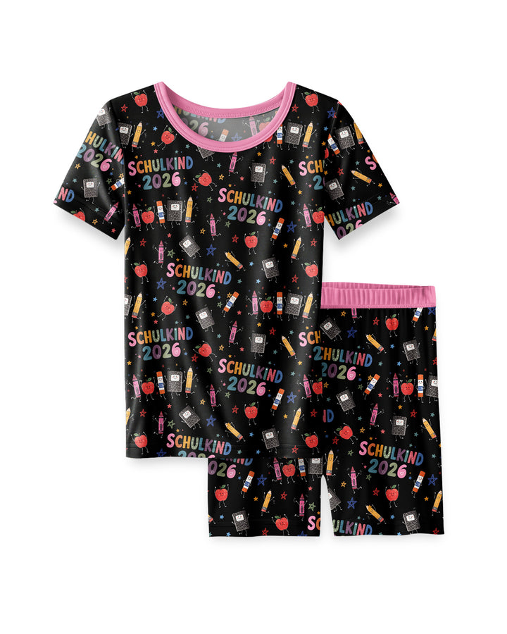 First Day Fun 2026 Bamboo Two Piece Short Sleeve Shorts Pajama Set