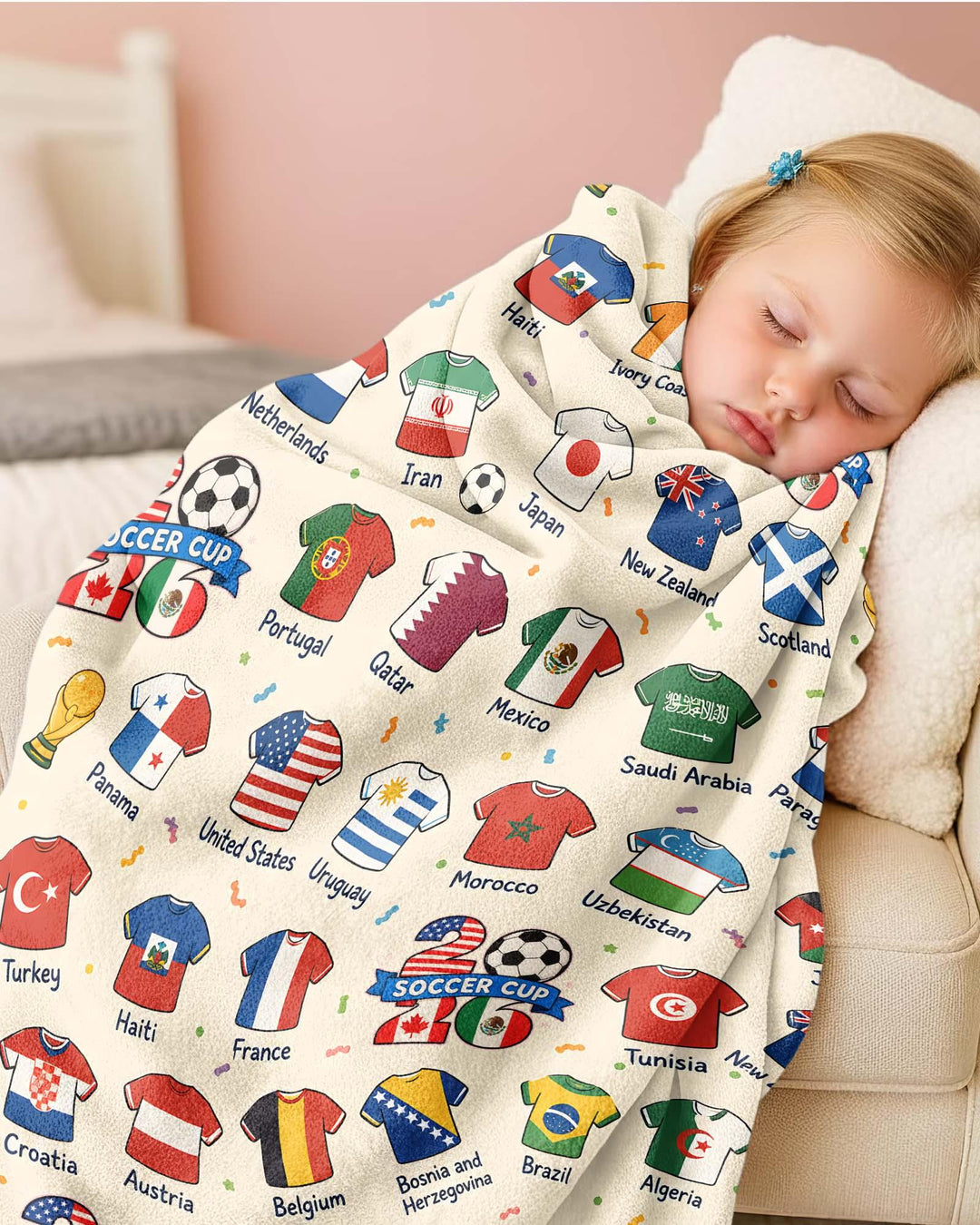 2026 Soccer World Jersey Flag Bamboo Blanket