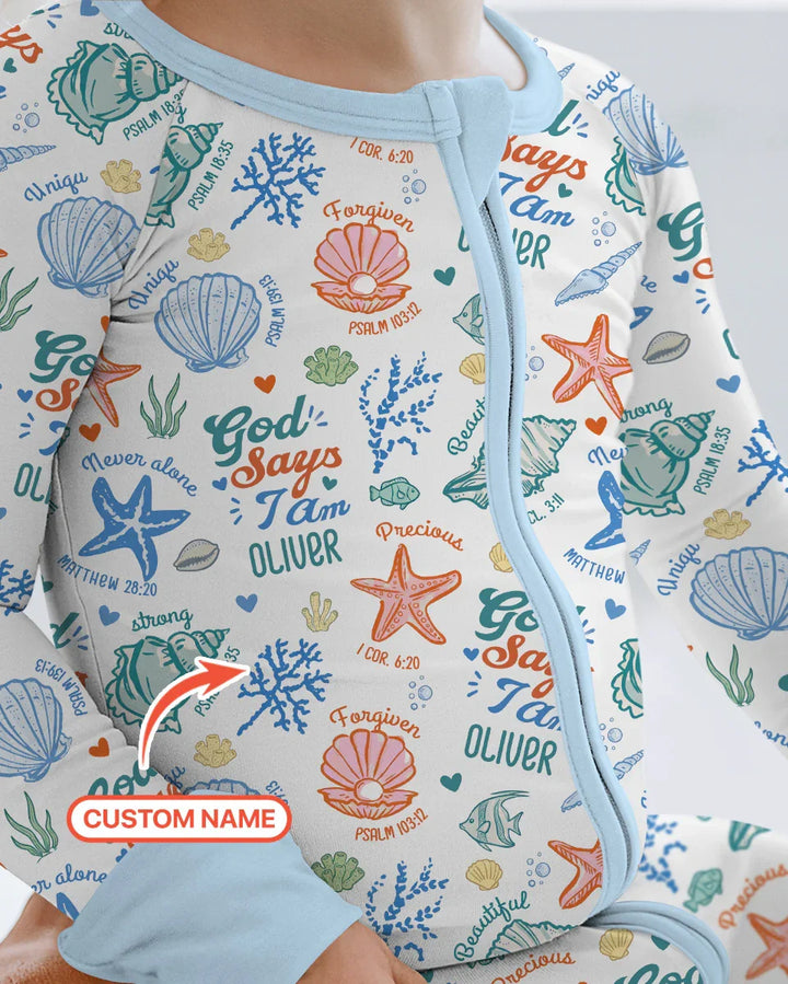 Coastal God Says I Am Custom Name Bamboo Convertible Zippy