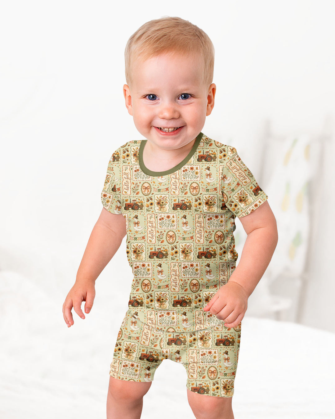 Template Bamboo Two Piece Short Sleeve Shorts Pyjamas Set