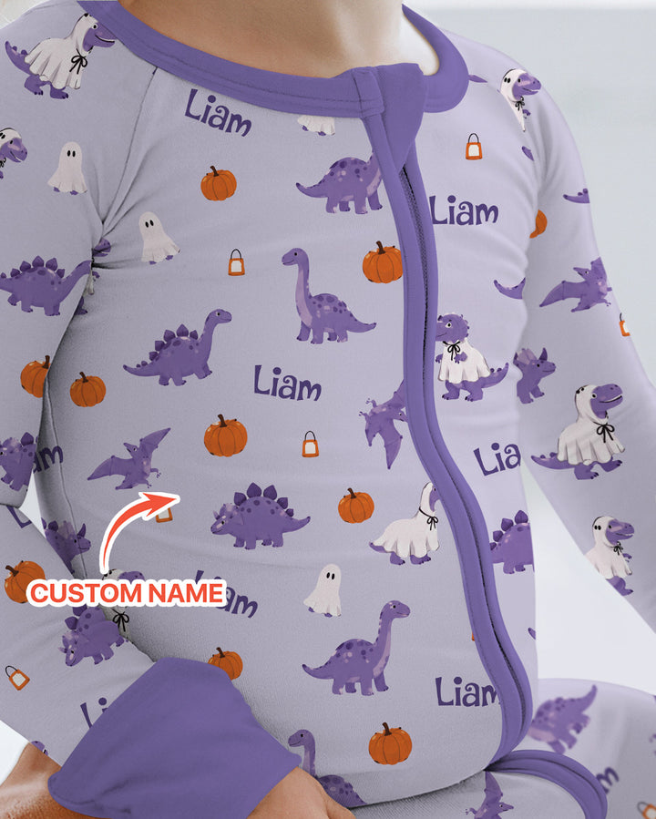 Custom Name Spooky Dinosaur Halloween - Personalized Bamboo Convertible Zippy