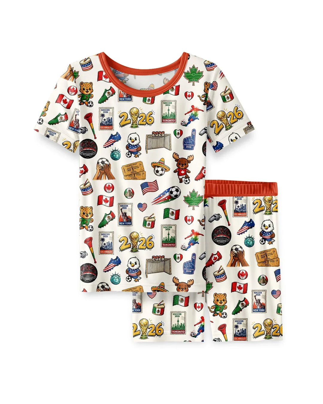 Soccer Cup 2026 Family Matching Bamboo Two Piece Short Sleeve Shorts Pajama Set