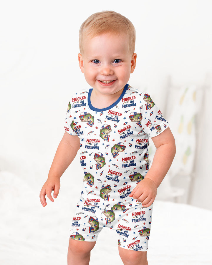 Hooked On Freedom Bamboo Two Piece Short Sleeve Shorts Pajama Set
