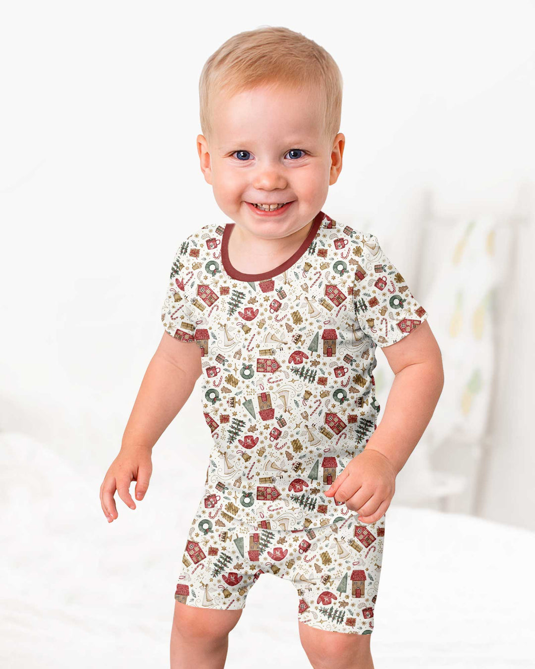 Magical Christmas Story Bamboo Two Piece Short Sleeve Shorts Pajama Set