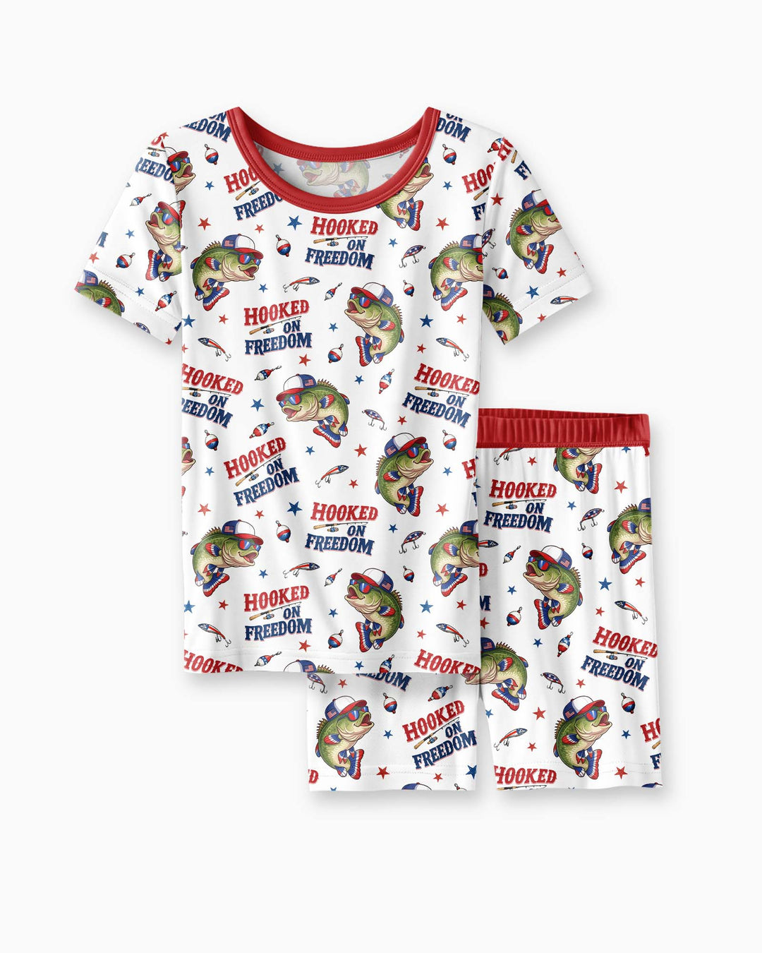 Hooked On Freedom Bamboo Two Piece Short Sleeve Shorts Pajama Set