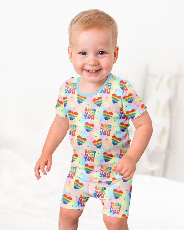 Raised To Love You Bamboo Two Piece Short Sleeve Shorts Pajama Set