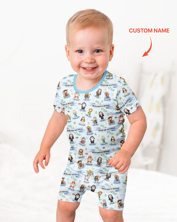 Holy Saints of Heaven Custom Name Bamboo Two Piece Short Sleeve Shorts Pajama Set