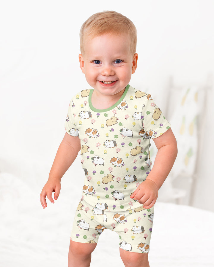 Guinea Pig Garden Bamboo Two Piece Short Sleeve Shorts Pajama Set