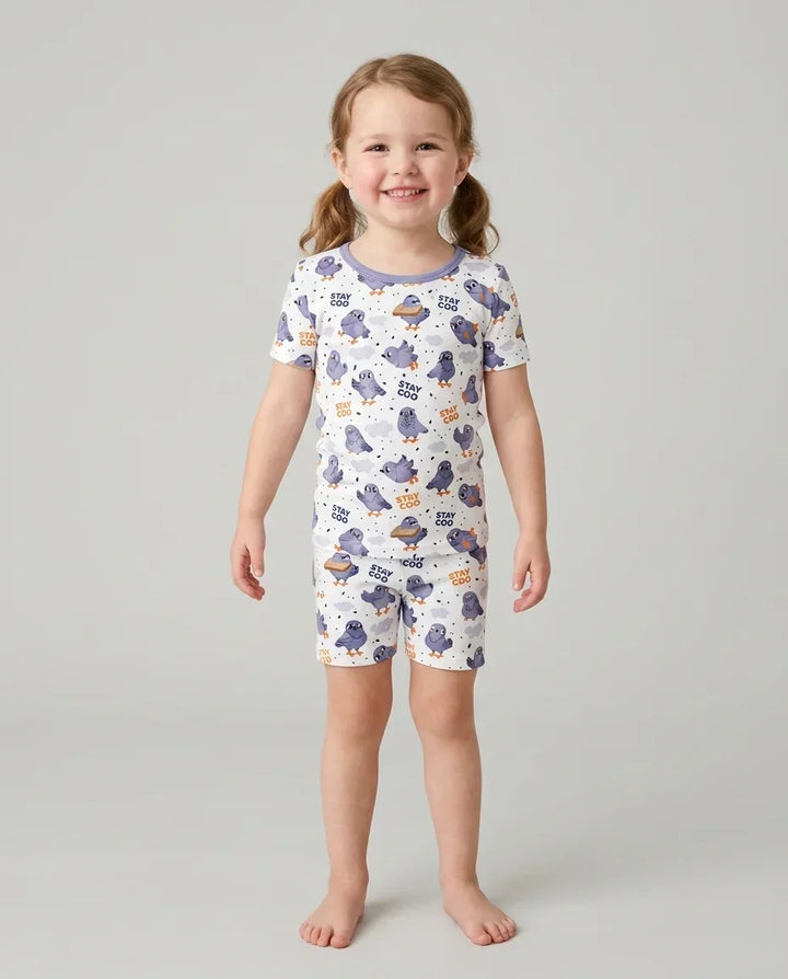 Pigeon Stay Coo Bamboo Two Piece Short Sleeve Shorts Pajama Set
