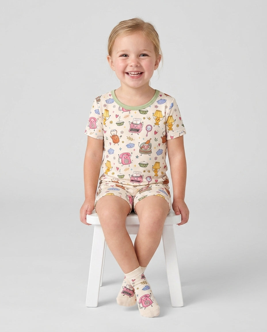Template Bamboo Two Piece Short Sleeve Shorts Pyjamas Set