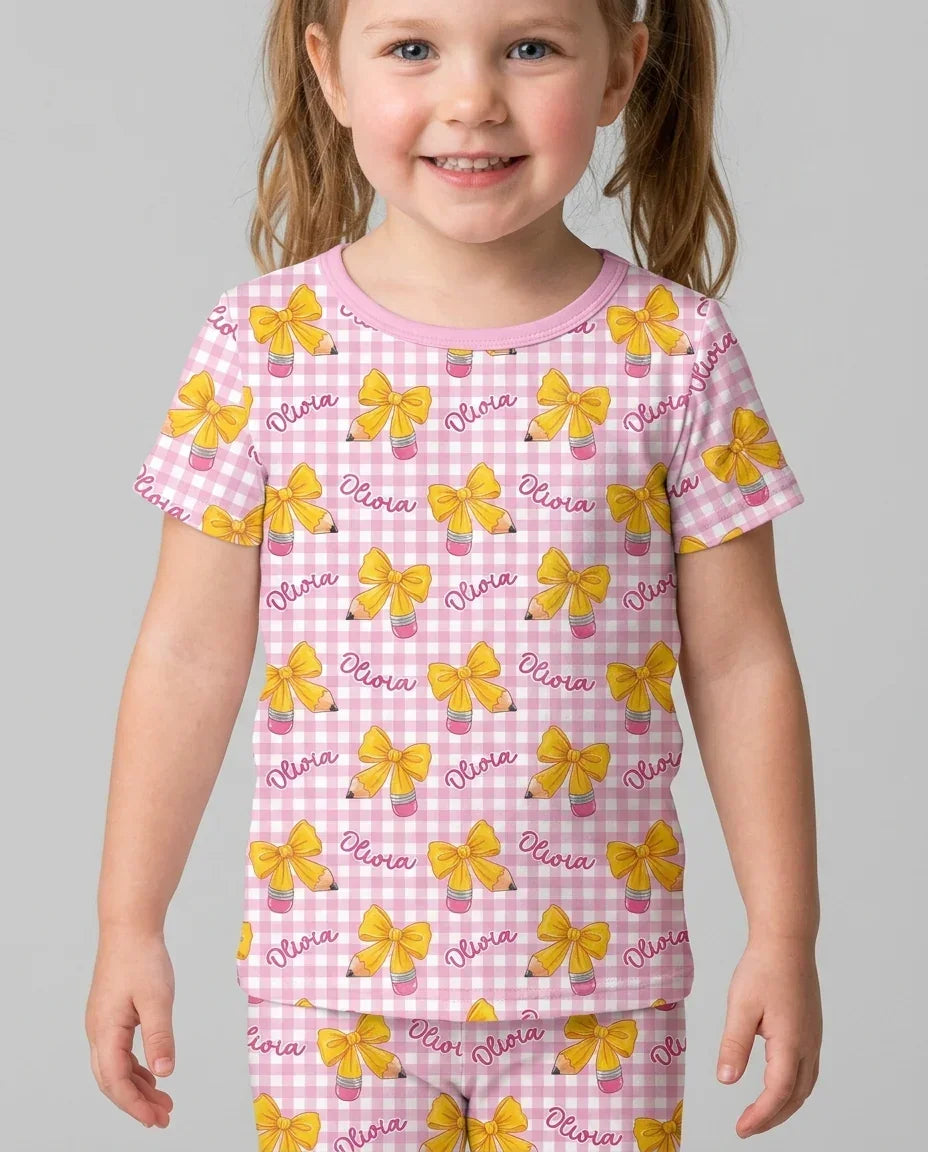 CUSTOM Template Bamboo Two Piece Short Sleeve Pyjamas Set