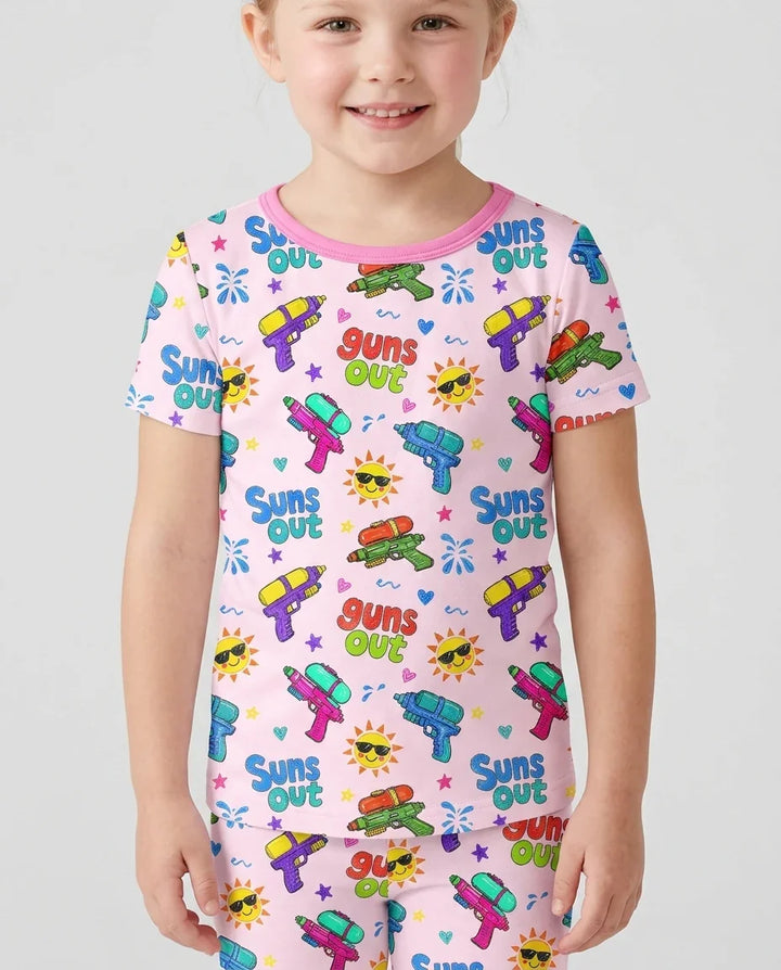Sun Out Guns Out Bamboo Two Piece Short Sleeve Shorts Pajama Set