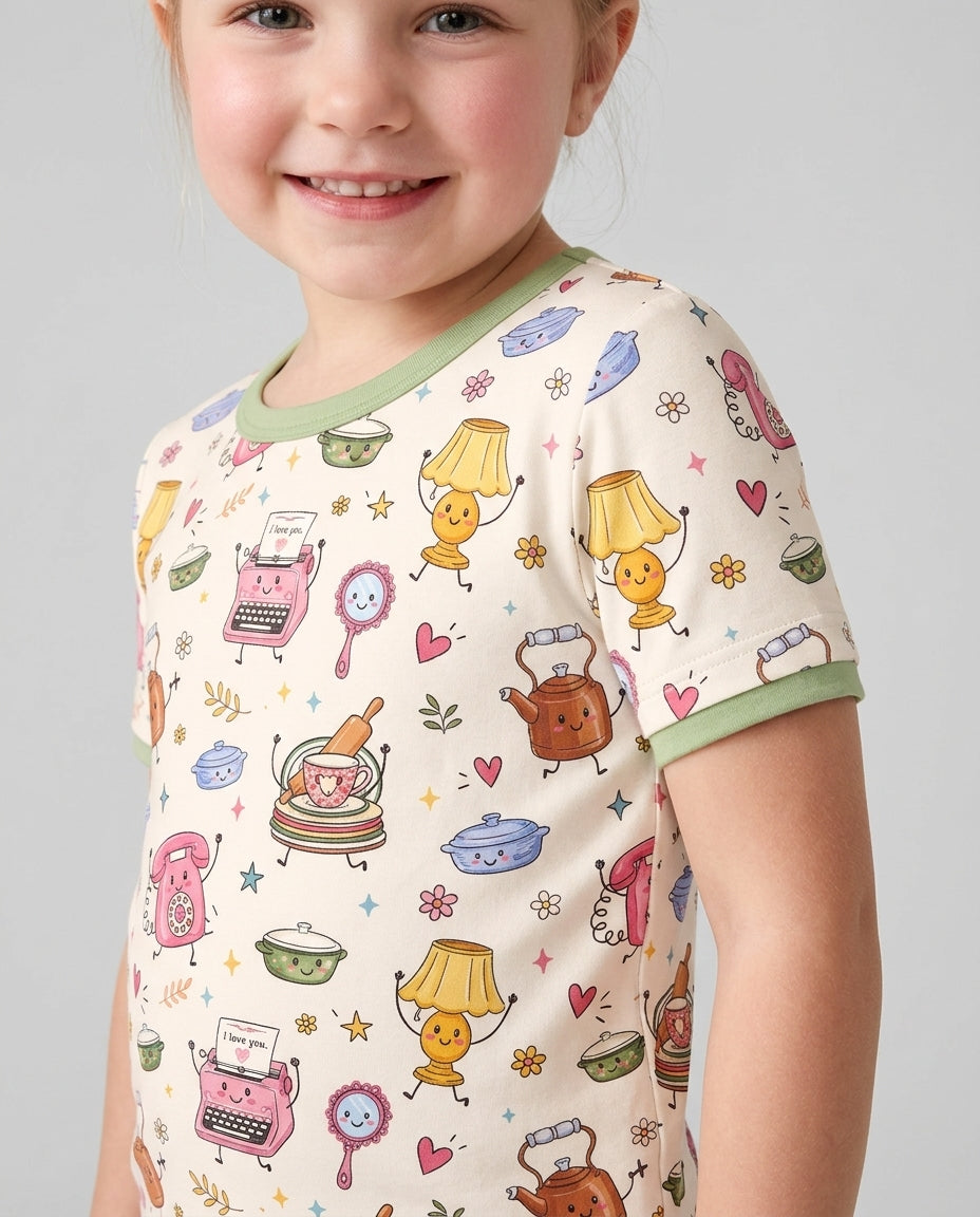 Template Bamboo Two Piece Short Sleeve Shorts Pyjamas Set