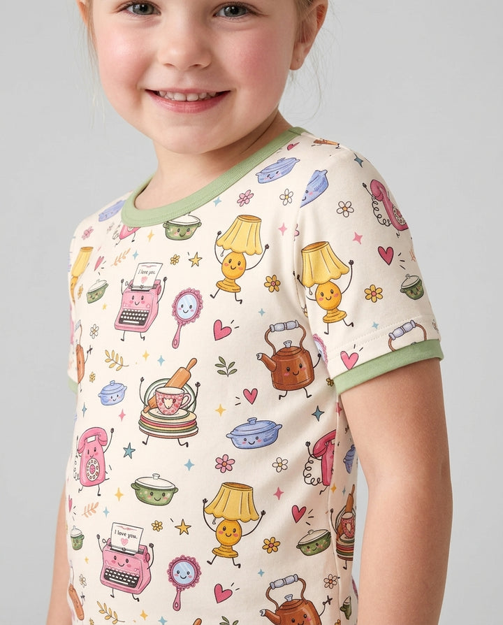 Template Bamboo Two Piece Short Sleeve Shorts Pyjamas Set