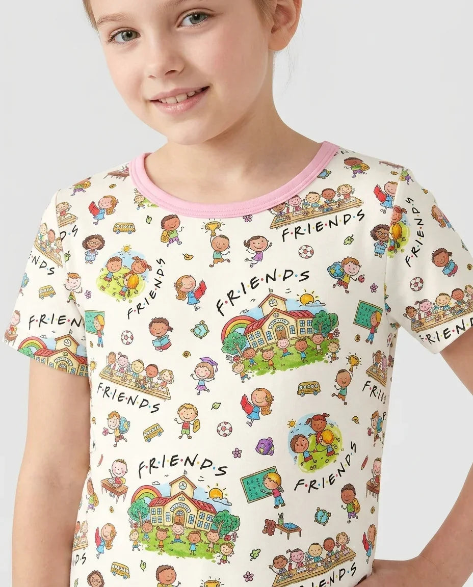 Template Bamboo Two Piece Short Sleeve Shorts Pyjamas Set