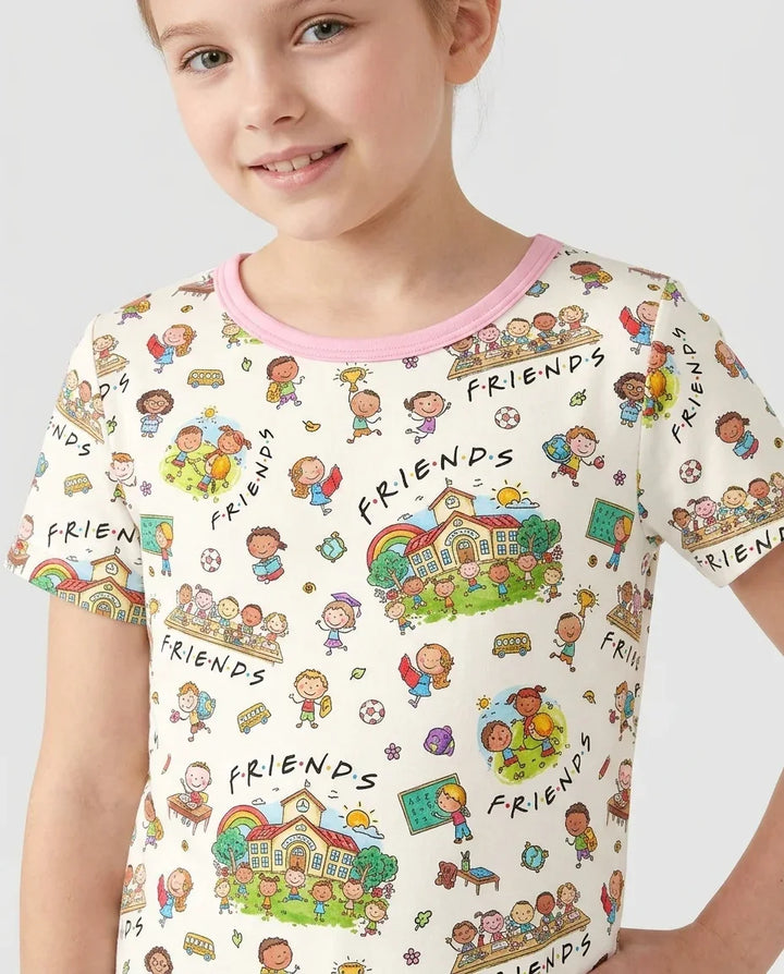 Template Bamboo Two Piece Short Sleeve Shorts Pyjamas Set