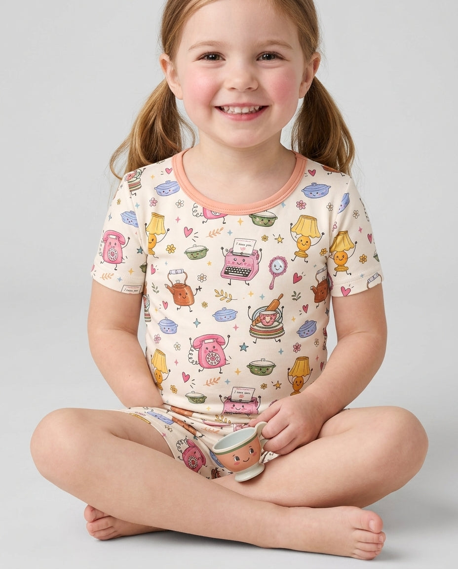Template Bamboo Two Piece Short Sleeve Shorts Pyjamas Set
